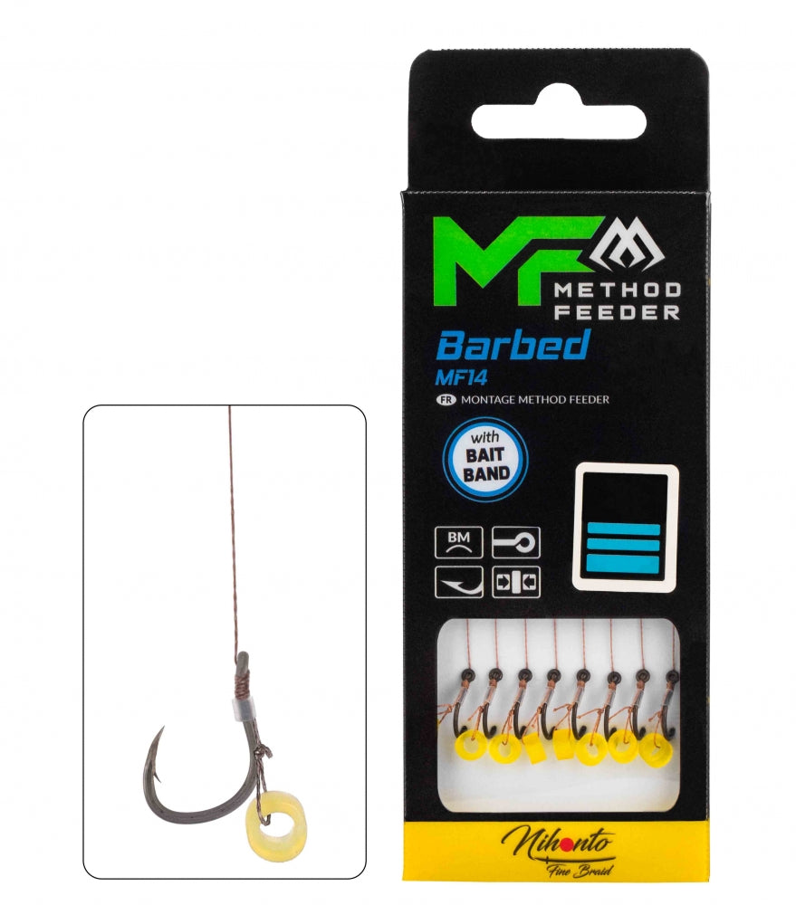 Carlige legate Mikado Method Feeder Rig Barbed with Bait Band Nr.10