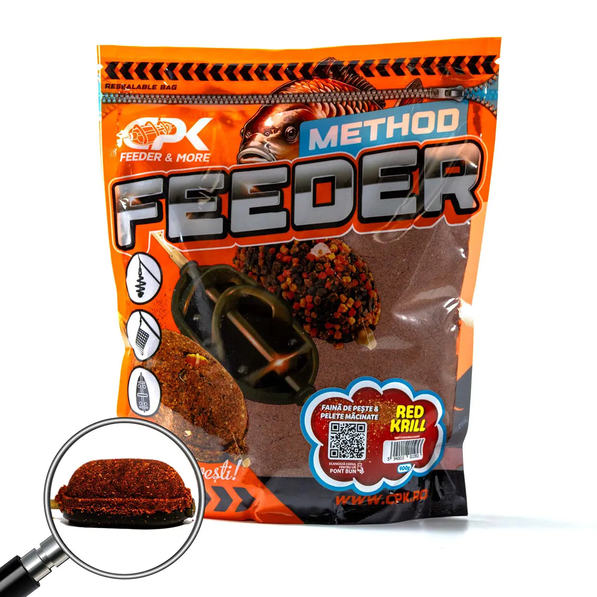 CPK GROUNDBAIT METHOD FEEDER FAINA DE PESTE & PELETE MACINATE RED KRILL 900g