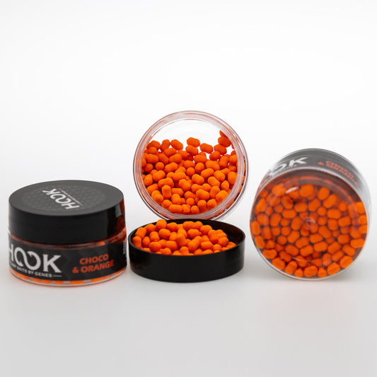 HOOK DUMBELL WAFTERS 4mm (30ml) – CHOCO & ORANGE