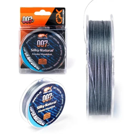 Fir Textil Cpk Silky Natural Feeder Hooklink Grey 0.14mm/5.44kg/15m