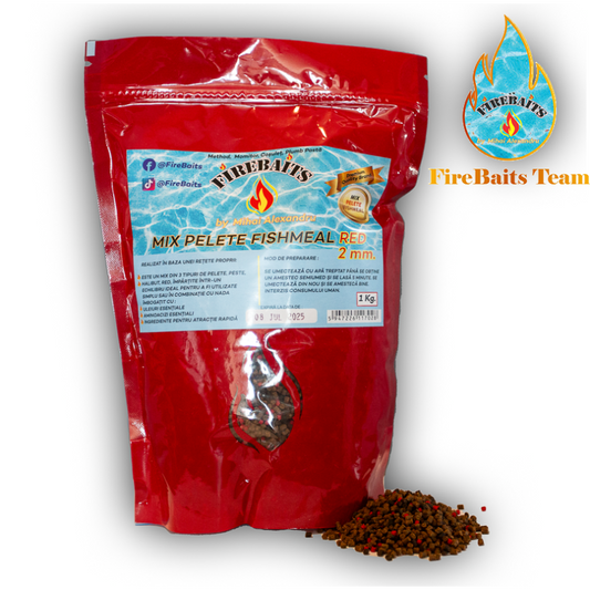 FIRE BAITS MIX PELETE FISHMEAL 2MM RED 1KG
